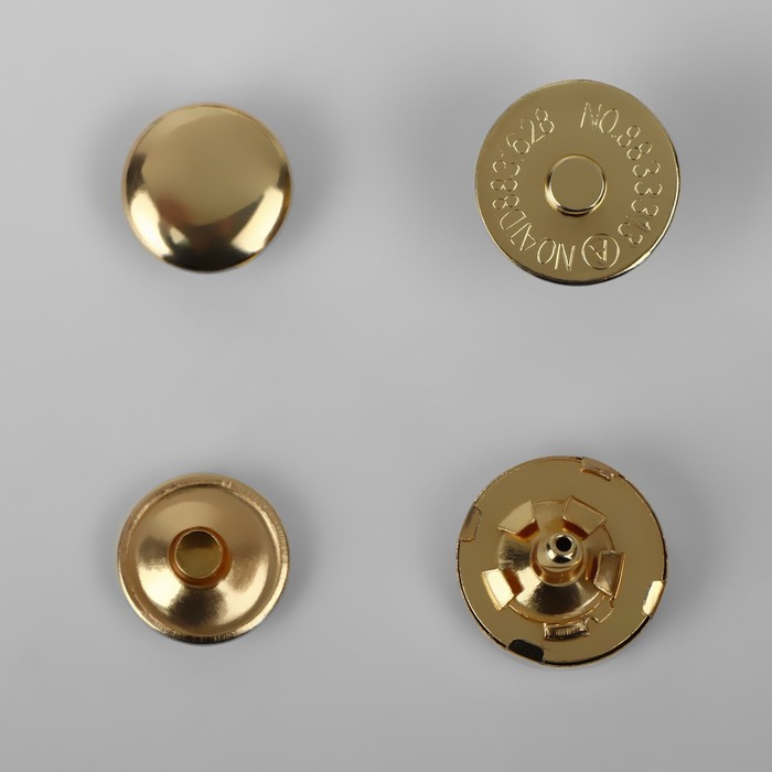 Кнопки установочные, магнитные, d = 14 мм, 10 шт, цвет золотой