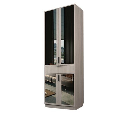 Шкаф 2-х дверный «Экон», 800×520×2300 мм, 1 ящик, зеркало, штанга, цвет ясень шимо светлый