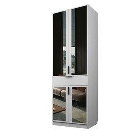 Шкаф 2-х дверный «Экон», 800×520×2300 мм, 1 ящик, зеркало, штанга, цвет белый