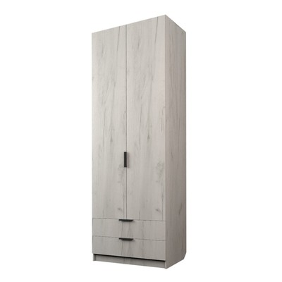 Шкаф 2-х дверный «Экон», 800×520×2300 мм, 2 ящика, штанга, цвет дуб крафт белый