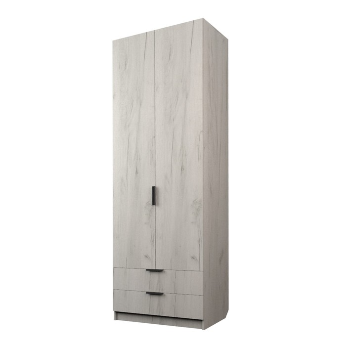 Шкаф 2-х дверный «Экон», 800×520×2300 мм, 2 ящика, штанга, цвет дуб крафт белый - Фото 1