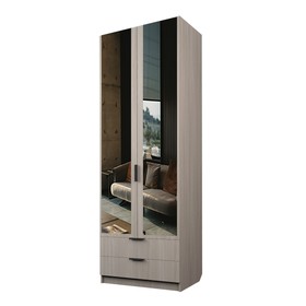Шкаф 2-х дверный «Экон», 800×520×2300 мм, 2 ящика, зеркало, штанга, цвет ясень шимо светлый