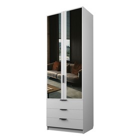 Шкаф 2-х дверный «Экон», 800×520×2300 мм, 3 ящика, зеркало, штанга, цвет белый