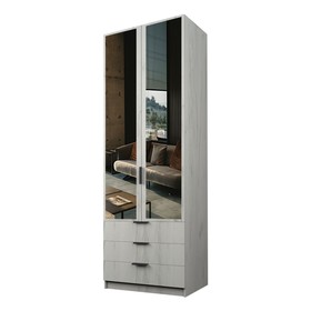 Шкаф 2-х дверный «Экон», 800×520×2300 мм, 3 ящика, зеркало, штанга, цвет дуб крафт белый