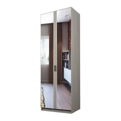 Шкаф 2-х дверный «Экон», 800×520×2300 мм, зеркало, полки, цвет ясень шимо светлый