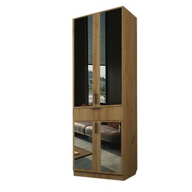 Шкаф 2-х дверный «Экон», 800×520×2300 мм, 1 ящик, зеркало, полки, цвет дуб крафт золотой