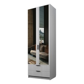 Шкаф 2-х дверный «Экон», 800×520×2300 мм, 2 ящика, зеркало, полки, цвет ясень анкор светлый