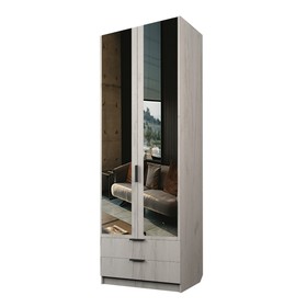 Шкаф 2-х дверный «Экон», 800×520×2300 мм, 2 ящика, зеркало, полки, цвет дуб крафт белый
