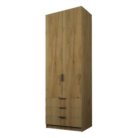 Шкаф 2-х дверный «Экон», 800×520×2300 мм, 3 ящика, полки, цвет дуб крафт золотой