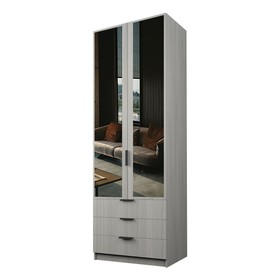Шкаф 2-х дверный «Экон», 800×520×2300 мм, 3 ящика, зеркало, полки, цвет ясень шимо светлый