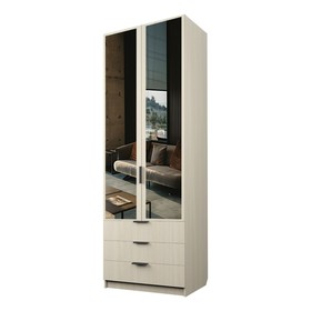 Шкаф 2-х дверный «Экон», 800×520×2300 мм, 3 ящика, зеркало, полки, цвет дуб молочный