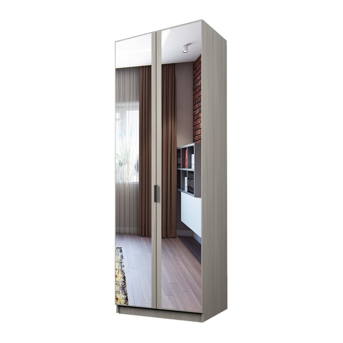 Шкаф 2-х дверный «Экон», 800×520×2300 мм, зеркало, штанга и полки, цвет ясень шимо светлый - Фото 1