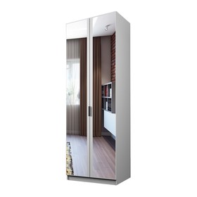 Шкаф 2-х дверный «Экон», 800×520×2300 мм, зеркало, штанга и полки, цвет белый
