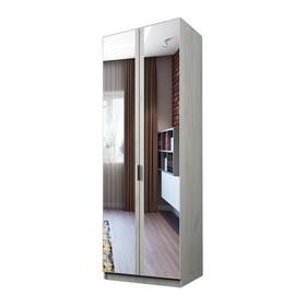 Шкаф 2-х дверный «Экон», 800×520×2300 мм, зеркало, штанга и полки, цвет дуб крафт белый