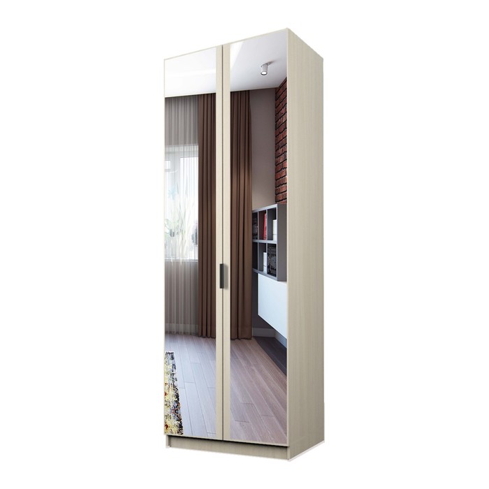 Шкаф 2-х дверный «Экон», 800×520×2300 мм, зеркало, штанга и полки, цвет дуб молочный