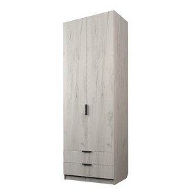 Шкаф 2-х дверный «Экон», 800×520×2300 мм, 2 ящика, штанга и полки, цвет дуб крафт белый