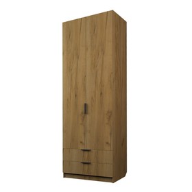 Шкаф 2-х дверный «Экон», 800×520×2300 мм, 2 ящика, штанга и полки, цвет дуб крафт золотой