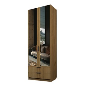 Шкаф 2-х дверный «Экон», 800×520×2300 мм, 2 ящика, зеркало, штанга и полки, цвет дуб крафт золотой