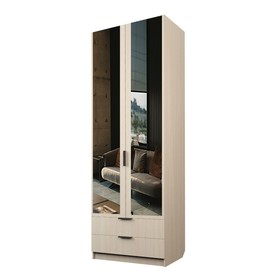 Шкаф 2-х дверный «Экон», 800×520×2300 мм, 2 ящика, зеркало, штанга и полки, цвет дуб молочный
