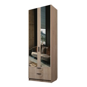 Шкаф 2-х дверный «Экон», 800×520×2300 мм, 2 ящика, зеркало, штанга и полки, цвет дуб сонома