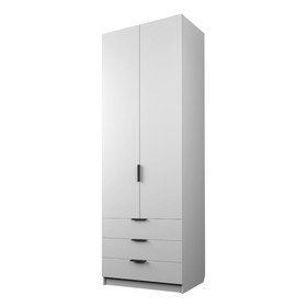 Шкаф 2-х дверный «Экон», 800×520×2300 мм, 3 ящика, штанга и полки, цвет белый