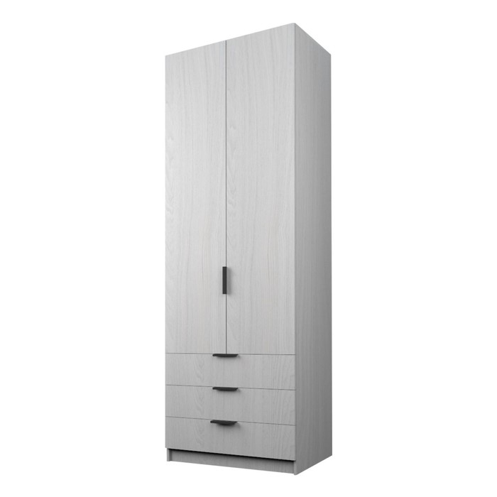 Шкаф 2-х дверный «Экон», 800×520×2300 мм, 3 ящика, штанга и полки, цвет ясень анкор светлый