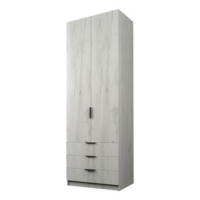 Шкаф 2-х дверный «Экон», 800×520×2300 мм, 3 ящика, штанга и полки, цвет дуб крафт белый