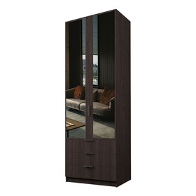 Шкаф 2-х дверный «Экон», 800×520×2300 мм, 3 ящика, зеркало, штанга и полки, цвет венге