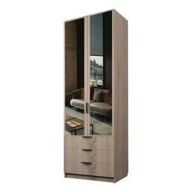 Шкаф 2-х дверный «Экон», 800×520×2300 мм, 3 ящика, зеркало, штанга и полки, цвет дуб сонома