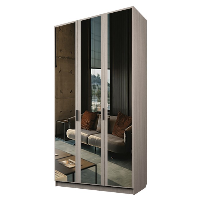 Шкаф 3-х дверный «Экон», 1200×520×2300 мм, 3 зеркала, цвет ясень шимо светлый - Фото 1