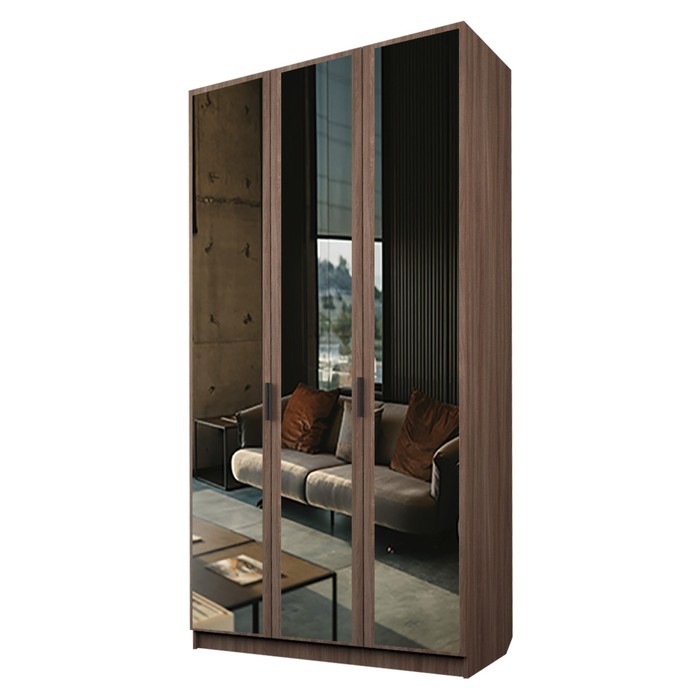 Шкаф 3-х дверный «Экон», 1200×520×2300 мм, 3 зеркала, цвет ясень шимо тёмный