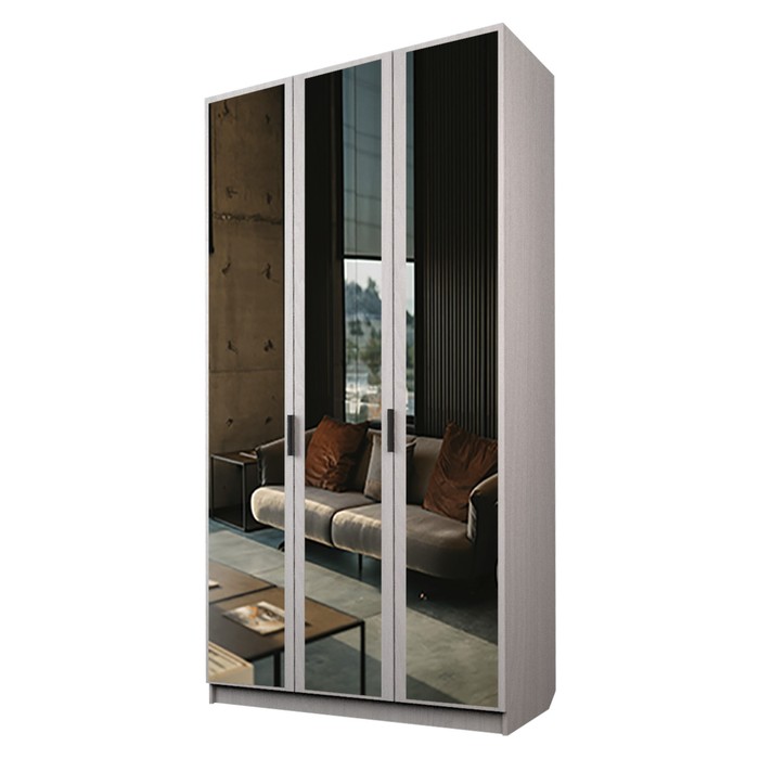 Шкаф 3-х дверный «Экон», 1200×520×2300 мм, 3 зеркала, цвет ясень анкор светлый