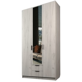 Шкаф 3-х дверный «Экон», 1200×520×2300 мм, 2 ящика, 1 зеркало, цвет дуб крафт белый