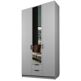 Шкаф 3-х дверный «Экон», 1200×520×2300 мм, 2 ящика, 1 зеркало, цвет серый шагрень