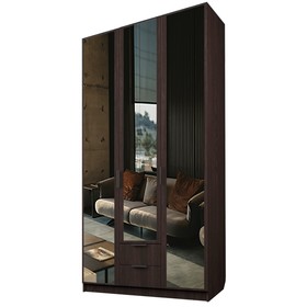 Шкаф 3-х дверный «Экон», 1200×520×2300 мм, 2 ящика, 3 зеркала, цвет венге