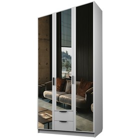 Шкаф 3-х дверный «Экон», 1200×520×2300 мм, 2 ящика, 3 зеркала, цвет белый