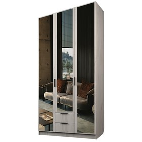 Шкаф 3-х дверный «Экон», 1200×520×2300 мм, 2 ящика, 3 зеркала, цвет дуб крафт белый