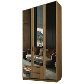 Шкаф 3-х дверный «Экон», 1200×520×2300 мм, 2 ящика, 3 зеркала, цвет дуб крафт золотой