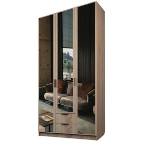 Шкаф 3-х дверный «Экон», 1200×520×2300 мм, 2 ящика, 3 зеркала, цвет дуб сонома