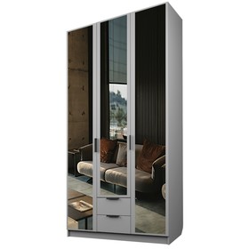 Шкаф 3-х дверный «Экон», 1200×520×2300 мм, 2 ящика, 3 зеркала, цвет серый шагрень