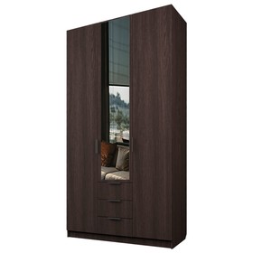 Шкаф 3-х дверный «Экон», 1200×520×2300 мм, 3 ящика, 1 зеркало, цвет венге