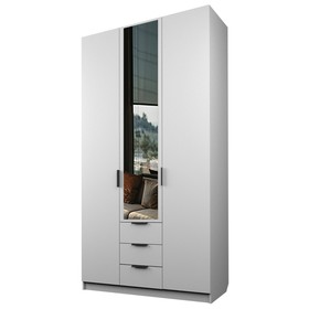 Шкаф 3-х дверный «Экон», 1200×520×2300 мм, 3 ящика, 1 зеркало, цвет белый