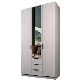 Шкаф 3-х дверный «Экон», 1200×520×2300 мм, 3 ящика, 1 зеркало, цвет ясень анкор светлый