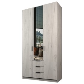 Шкаф 3-х дверный «Экон», 1200×520×2300 мм, 3 ящика, 1 зеркало, цвет дуб крафт белый