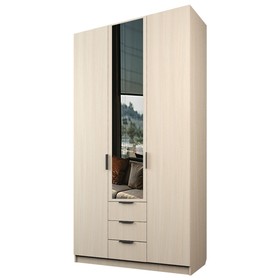 Шкаф 3-х дверный «Экон», 1200×520×2300 мм, 3 ящика, 1 зеркало, цвет дуб молочный