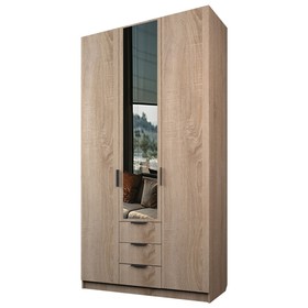 Шкаф 3-х дверный «Экон», 1200×520×2300 мм, 3 ящика, 1 зеркало, цвет дуб сонома