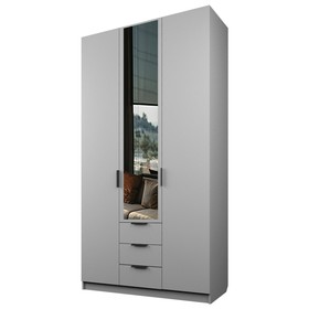 Шкаф 3-х дверный «Экон», 1200×520×2300 мм, 3 ящика, 1 зеркало, цвет серый шагрень