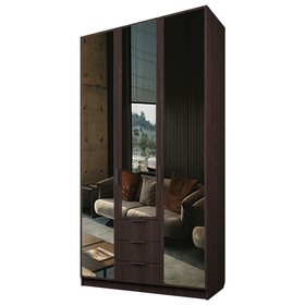 Шкаф 3-х дверный «Экон», 1200×520×2300 мм, 3 ящика, 3 зеркала, цвет венге