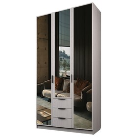 Шкаф 3-х дверный «Экон», 1200×520×2300 мм, 3 ящика, 3 зеркала, цвет ясень анкор светлый