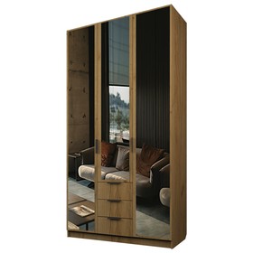 Шкаф 3-х дверный «Экон», 1200×520×2300 мм, 3 ящика, 3 зеркала, цвет дуб крафт золотой
